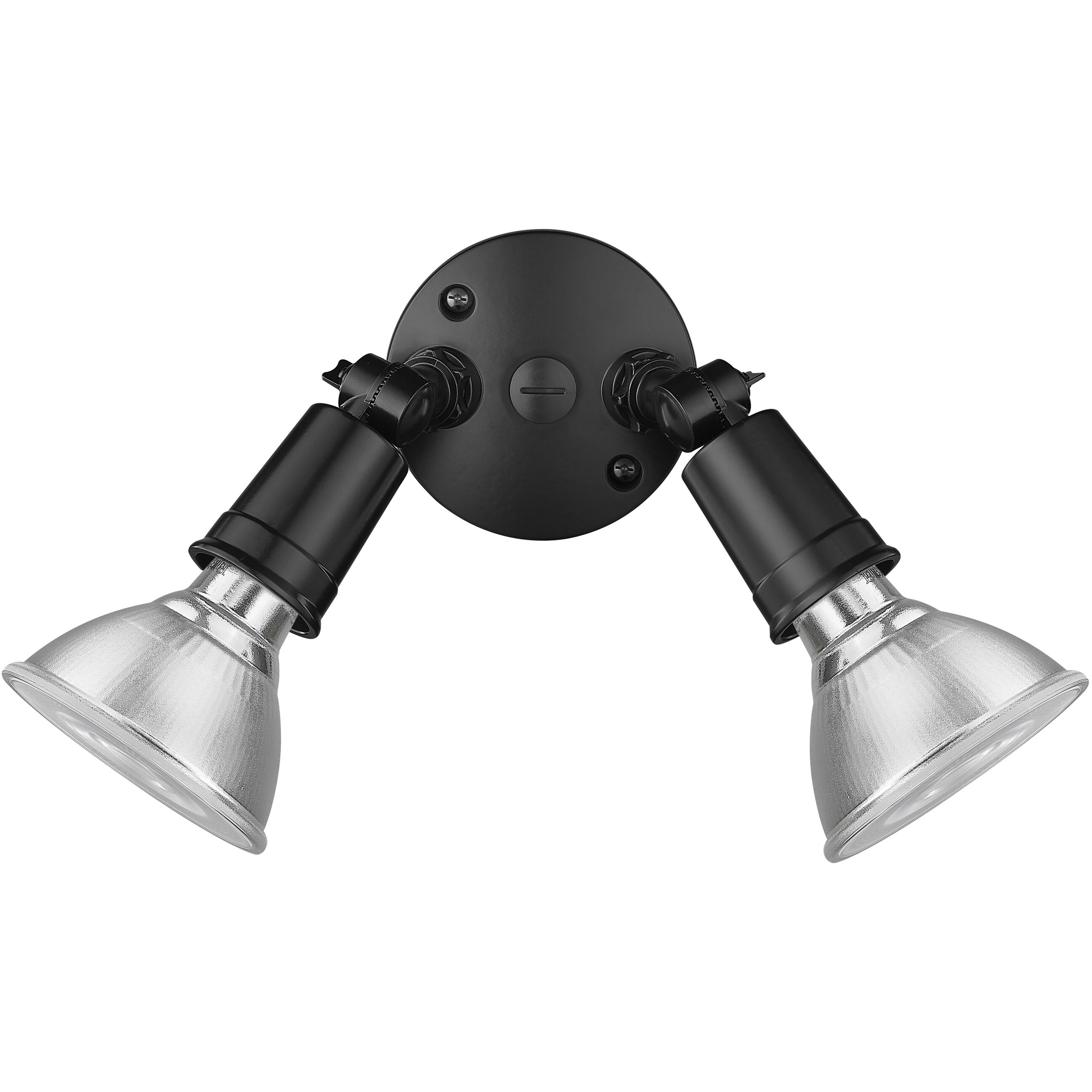 None 2 Light 4.75 inch Powder Coated Black Outdoor Security Flood Light